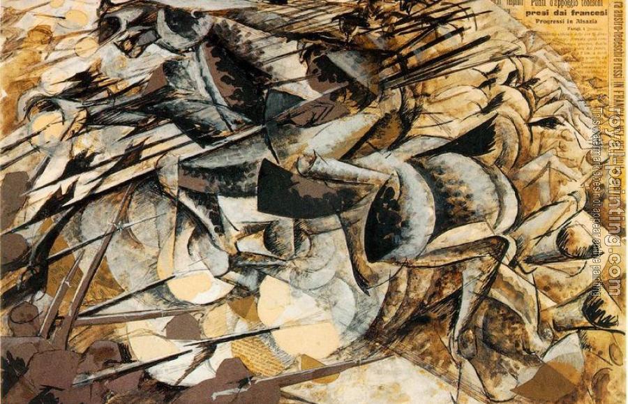 Umberto Boccioni : Charge of the Lancers